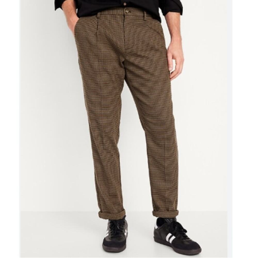 Old Navy Men's Taper Pant Built-In Flex Pleated Pull On Houndstooth Print Sz: L
